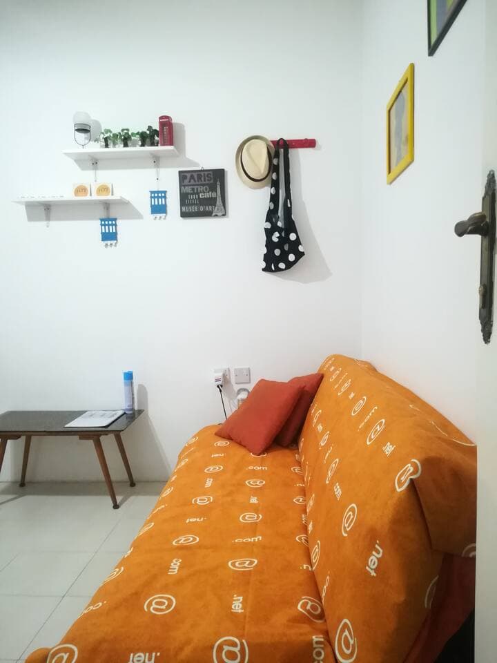 Sofa-bed, recently we istalled an adjustable TV to be watched from the sofa or while sitting at the table.